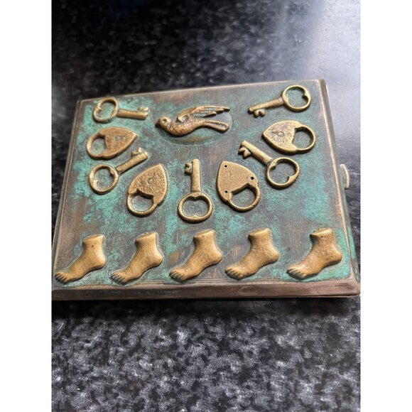 Vtg 1973 Handmade In Tlaquepaque Mexico Metal Cigarette Case One Of A Kind Beaut - Picture 5 of 8